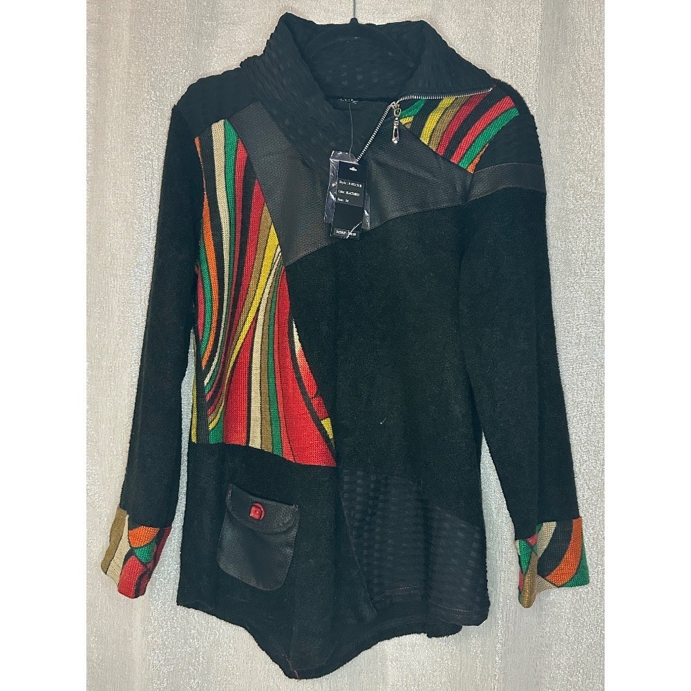 Ultimate‎ Jacket 1/4 Zip Multicolor Accents Fleece Pullover Coat